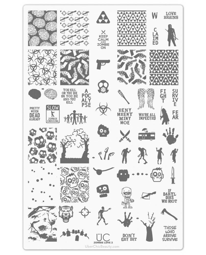 Uberchic Beauty Zombie Love 02 Stamping Plate - Swatches & Review by Olivia Jade Nails