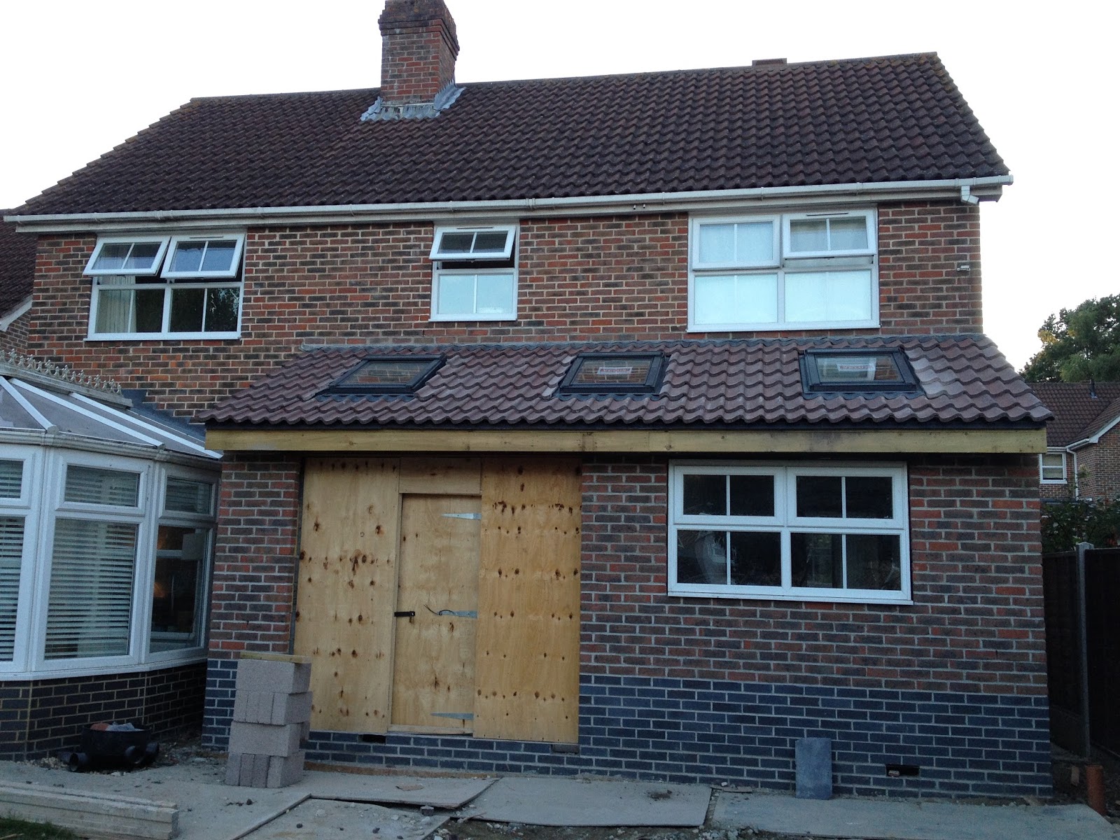 The Mallow House Extension Roof Tiled, Velux Windows Fitted and Watertight
