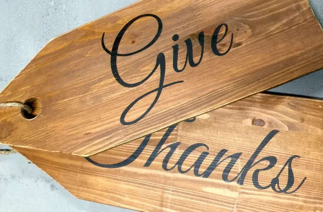 Give thanks wooden tags