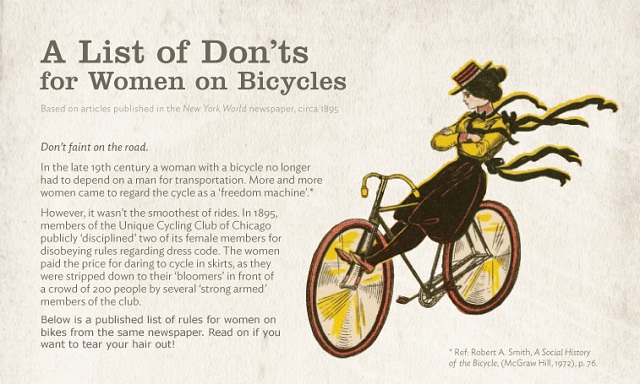 Image: A list of don'ts for Women on Bicycles #infographic