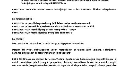 Contoh Surat Perjanjian Joint Venture Atau Kerjasama Usaha Contoh Surat