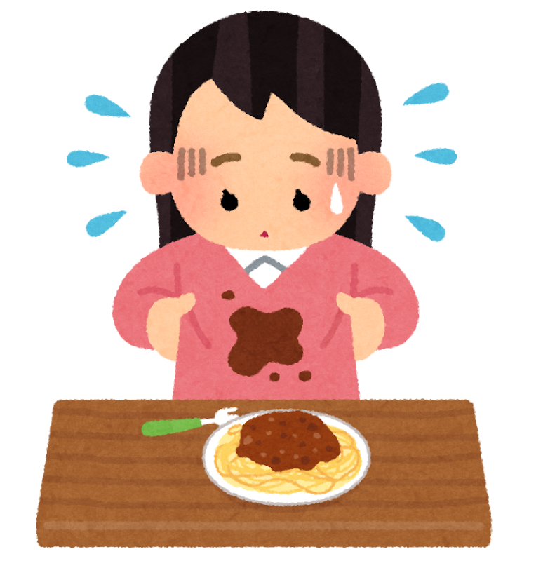 食事中に服が汚れてしまった人のイラスト かわいいフリー素材集 いらすとや