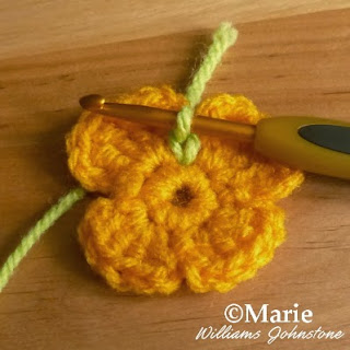 Using a hook to make stitches on top of a crocheted piece