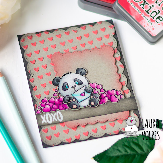 Prismacolor and Distress Oxides on Toned Gray Paper - Valentine's Day Card 