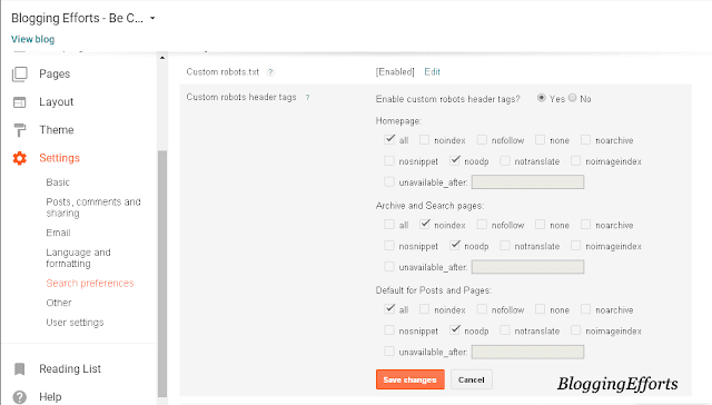 Custom Robots Header Tags for Blogger SEO Custom Robots Header Tags for Blogger SEO