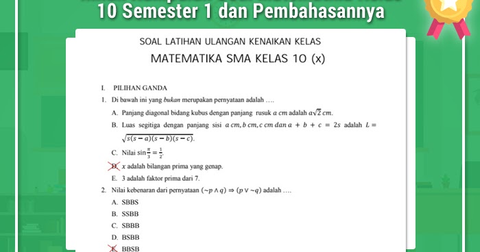 Inilah Kumpulan Soal Matematika Kelas 10 Semester 1 dan Pembahasannya Operator Sekolah Inilah Kumpulan Soal Matematika Kelas 10 Semester 1 dan Pembahasannya Operator Sekolah