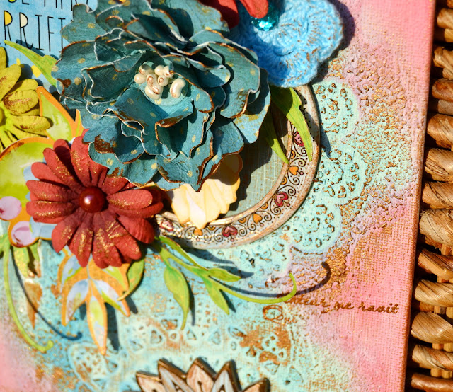 Mixed Media Canvas by Denise van Deventer using the BoBunny Faith Collection and Pentart Products