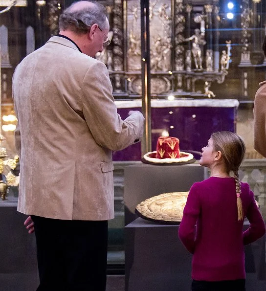 Crown Princess Victoria, Princess Estelle and Prince Oscar of Sweden visited 'Vivat Regina' exhibition at Stockholm Cathedral