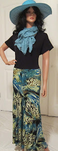Ladies Animal Print Jersey Knit Maxi in blues and golds