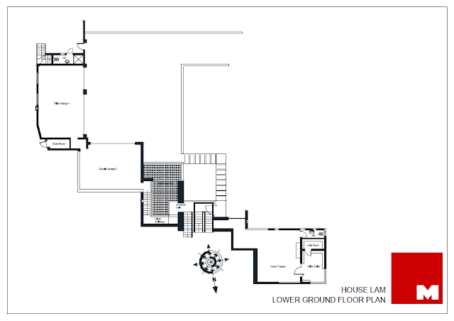 Lower ground floor plan of the Lam House