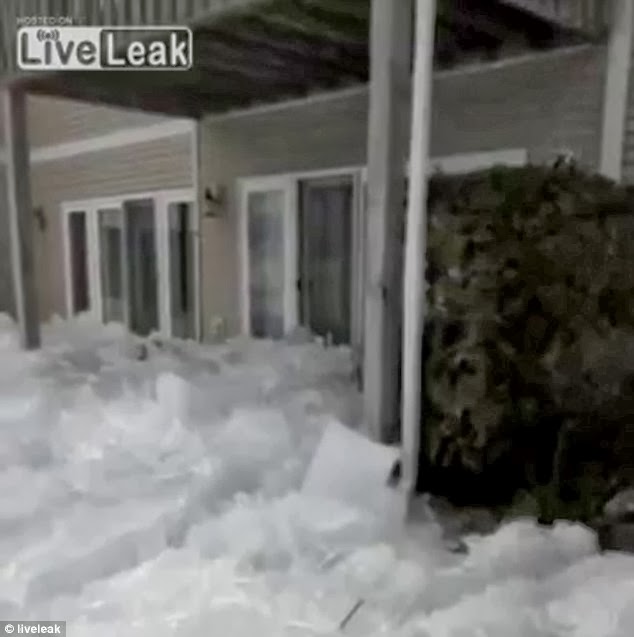 Unstoppable: The ice reached front doors and windows, even entering some resident' homes