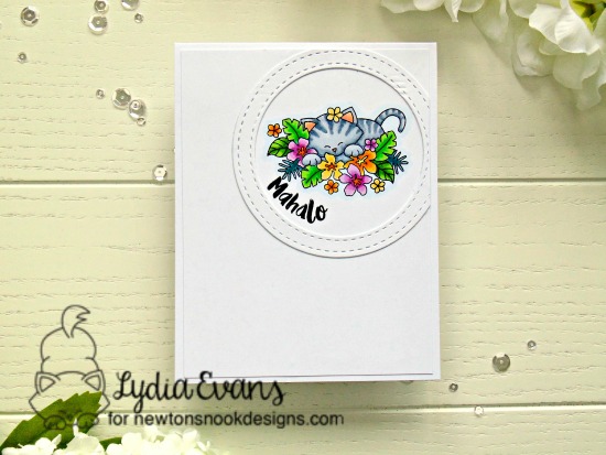 Cat in Hibiscus Tropical Card by Lydia Evans | Aloha Newton Stamp set by Newton's Nook Designs #newtonsnook