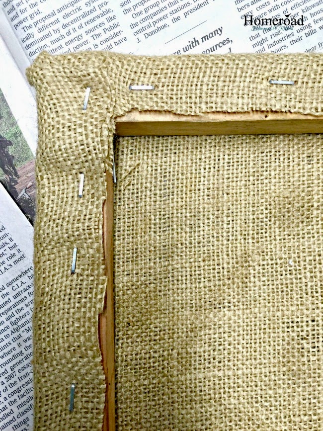 DIY Stenciled Burlap Memo Board