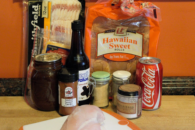 The ingredients needed to make the BBQ chicken sliders.