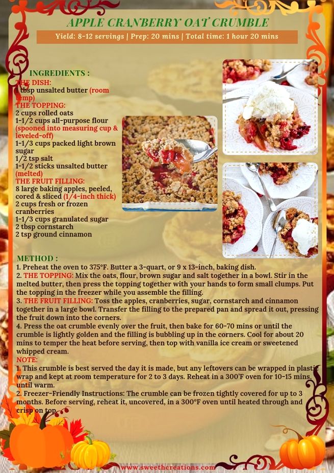 SHC 15 BEST HOMEMADE AUTUMN DESSERT RECIPES APPLE CRANBERRY OAT CRUMBLE RECIPE