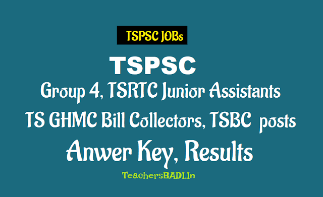 TSPSC Group 4 Answer Key Expected On Tspsc.gov.in, How to download and raise Objections tspsc group 4 posts answer key results,tsrtc junior assistants answer key results,ts ghmc bill collectors answer key results,tsbc various posts answer key results available on tspc website