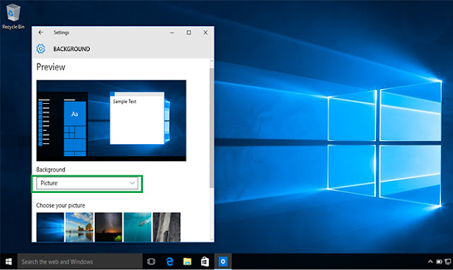 pengaturan background Windows 10