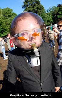 man with goldfish bowl on head live goldfish mask and breathing tube wtf