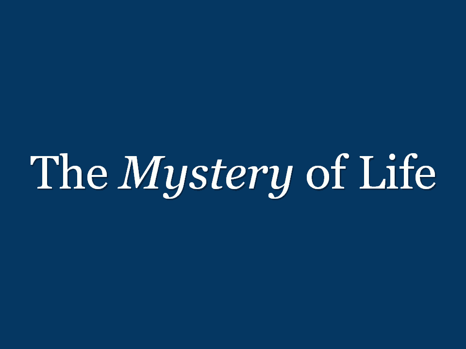 THE MYSTERY OF LIFE – ALPHA/OMEGA