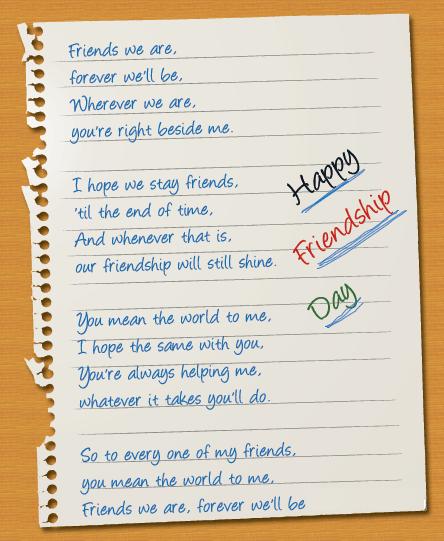 Friendship Day Poems - Friends Forever