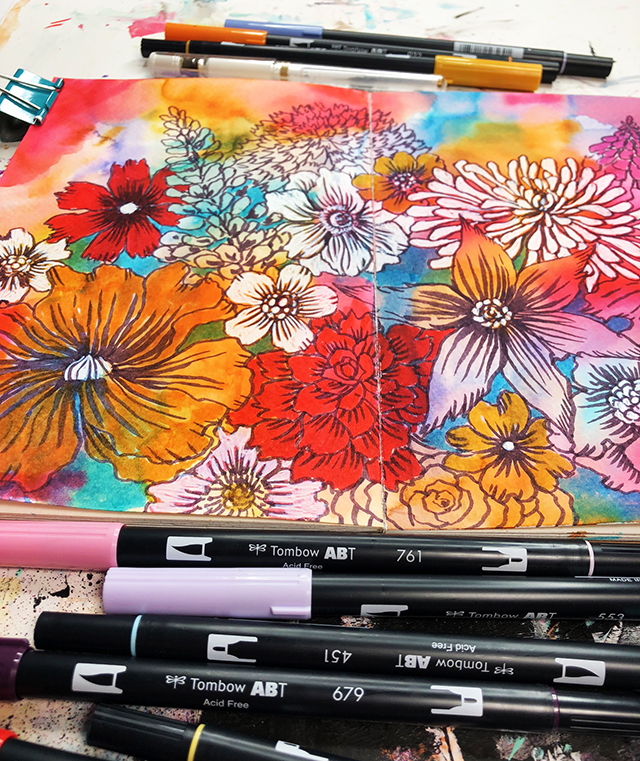 layering tombow markers