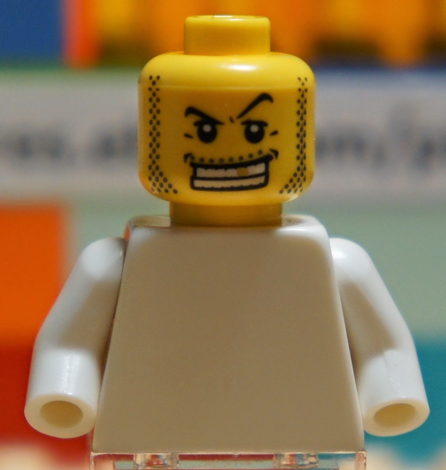 LEGO 64879 Yellow HEAD Guy Face Beard Grin, Body Part for Minifigure