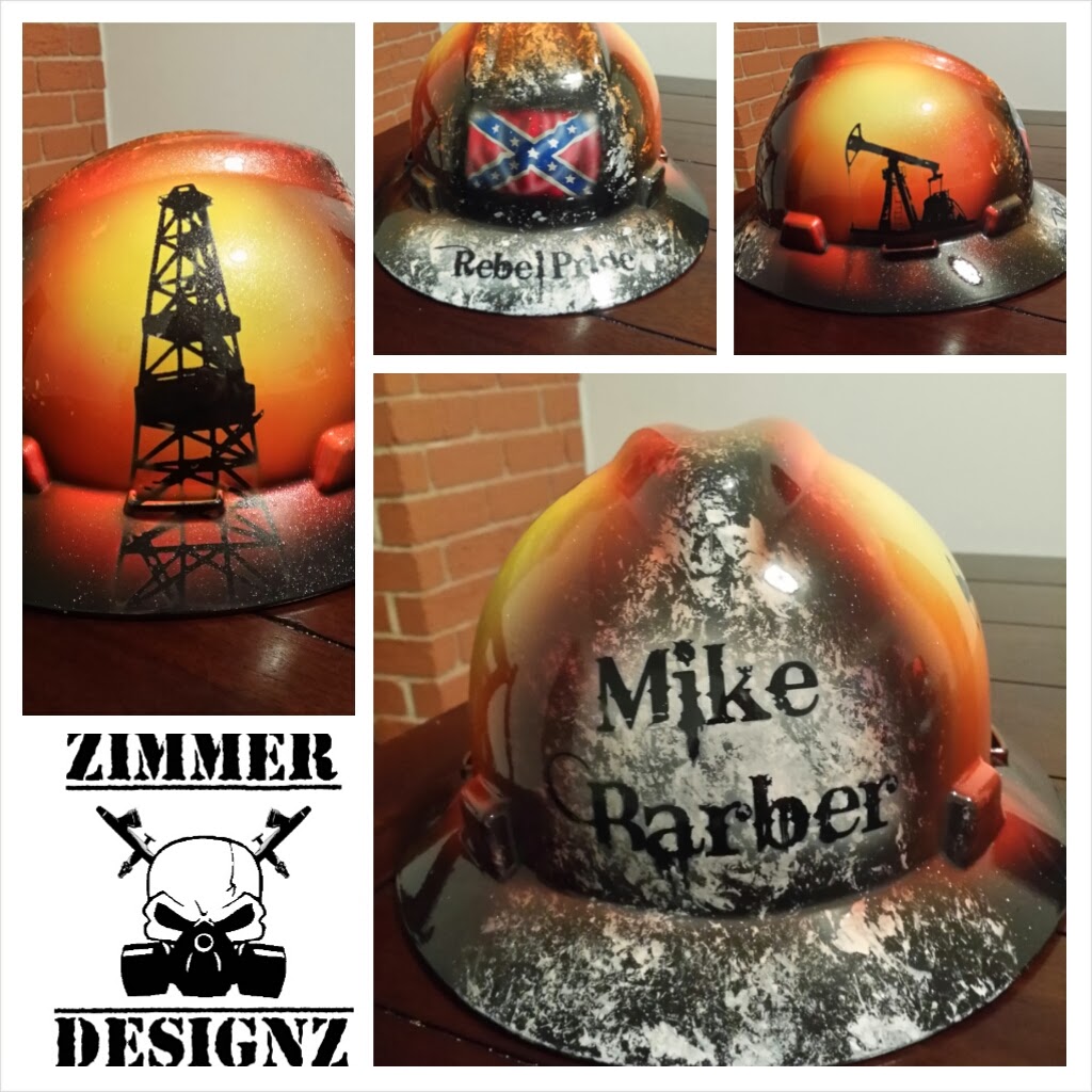 Zimmer DesignZ Custom Paint Oilfield "rebel pride" custom hard hat