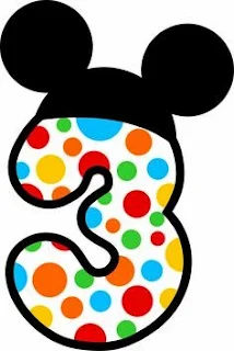 Números del 1 al 5 con Círculos de Colores y Orejas de Mickey. 