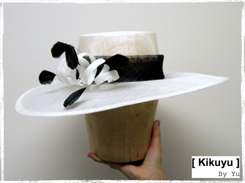 Sinamay hat with feathers