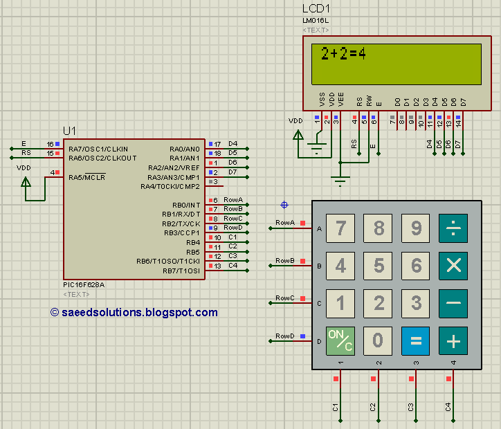 PIC16F628A Based Simple Calculator Code Proteus Simulation Saeed s Blog