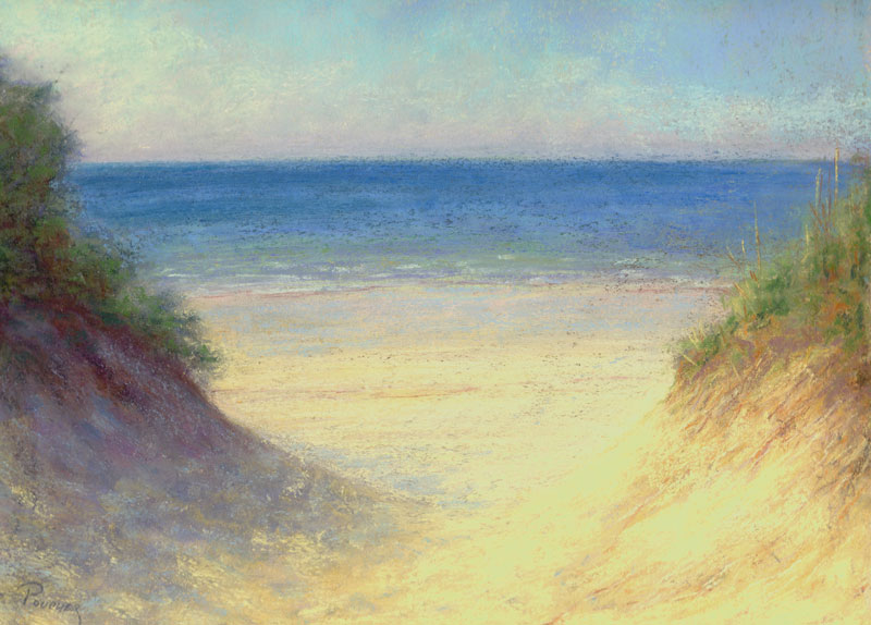 Pastel Painting To the Beach Coastal Art Pastel Painting by Poucher