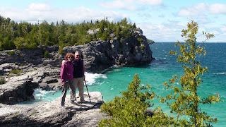Liz and Anders on the rocky coast line of Bruce Peninsula National Park