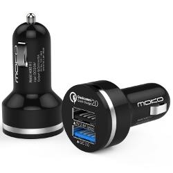 MoKo 30W 2-Port Quick Charge 2.0 Technology USB Car Charger, Smart USB Power Adapter Fast Dual Port Car Charger With Auto Detect Technology for Android Devices and More