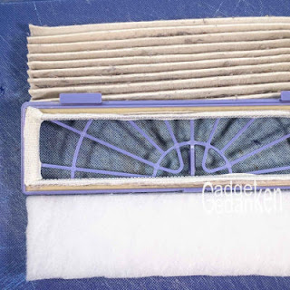 Filterrahmen mit eingeklebtem Klett und neuem Filterzuschnitt Filterrahmen mit eingeklebtem Klett und neuem Filterzuschnitt