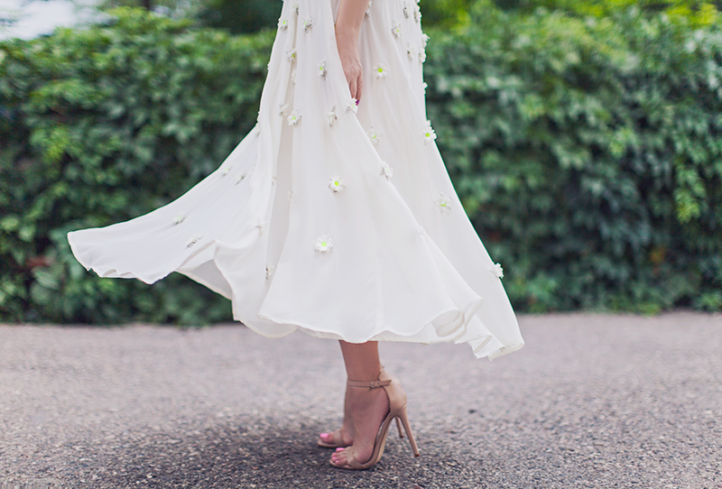 ASOS BRIDAL 3D Floral Scattered Cami Midi Dress