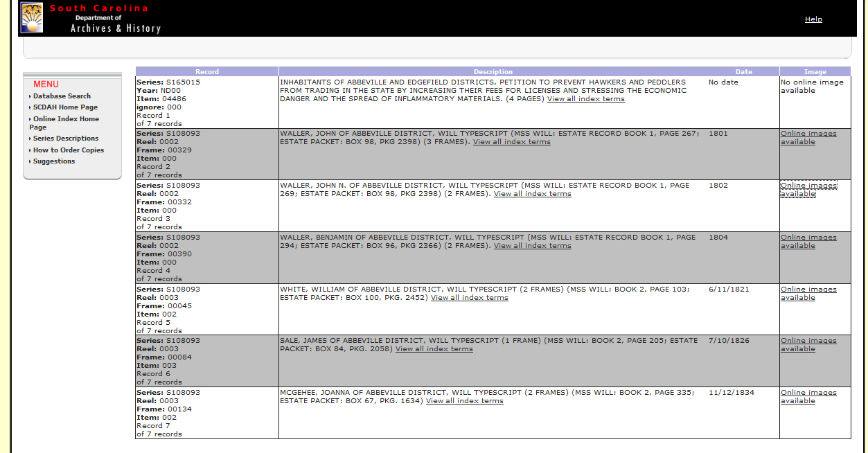 We Contribute ABC's of Abbeville County, SC SCDAH Online Index