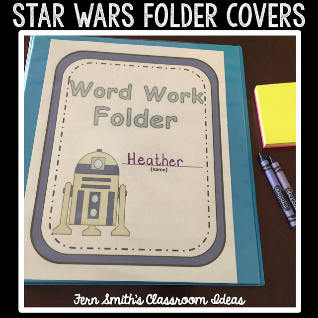 Do You Have a Star Wars Classroom Theme? Your students will love these daily work folder covers for their student binders and you will love how organized these folders make your classroom management easier! There are SIX different character / color schemes included in this download:  1. Yoda with a green border.  2. Darth Vader with a gray border.  3. Chewbacca with a brown border.  4. C-3PO with a gold border.  5. R2-D2 with a blue border.  6. Princess Leia with a brown border. Fern Smith's Classroom Ideas at TeachersPayTeachers.
