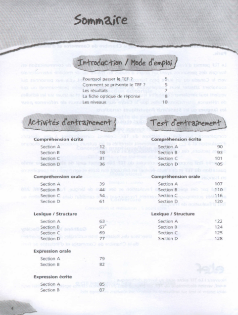 TEF test d'evaluation de français en ligne 250 activites pdf + livre audio et les corrigés