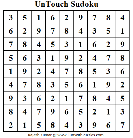 UnTouch Sudoku (Daily Sudoku League #59) Solution