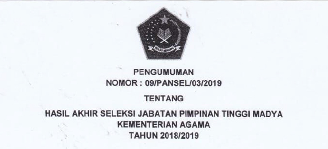 Pengumuman JPT Madya