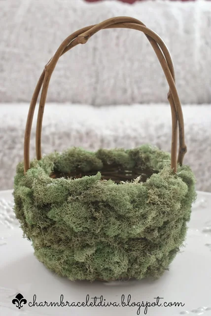 reindeer moss-covered grapevine Easter basket