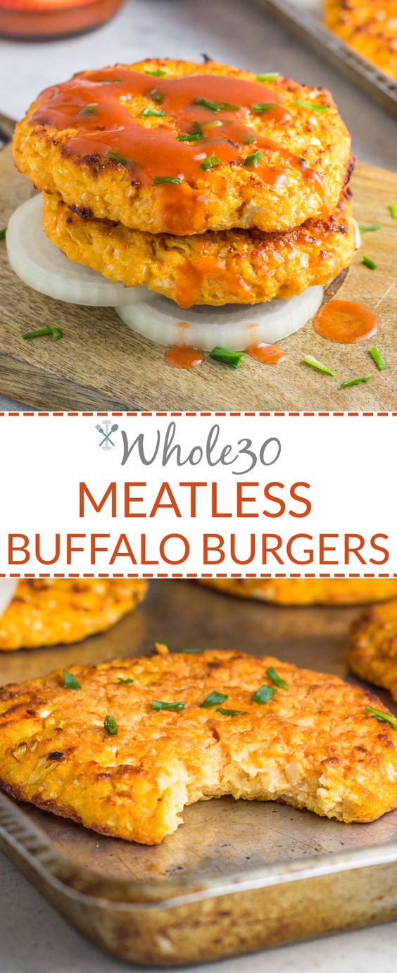 Whole30 Meatless Buffalo Burgers healthy dinner recipe