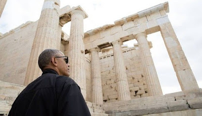President Obama speaking in Athens, Greece, the birthplace of democracy