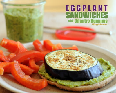Eggplant Sandwiches with Cilantro Hummus ♥ AVeggieVenture.com