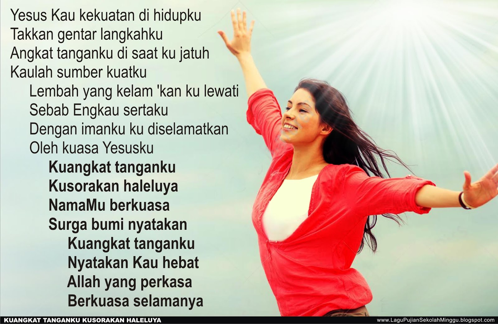 Lirik Lagu Pujian Rohani Kristen Sekolah Minggu Gereja Tuhan Yesus Kuangkat Tanganku Kusorakan Haleluya