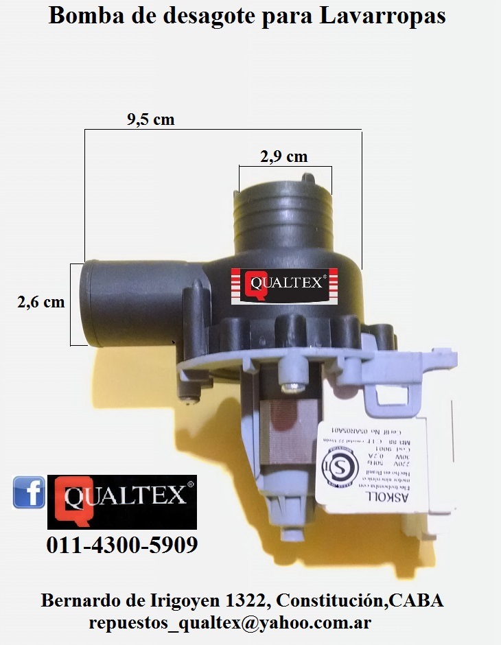 Qualtex ® Arg Repuestos para Electrodomésticos: BOMBA DE DESAGOTE PARA
