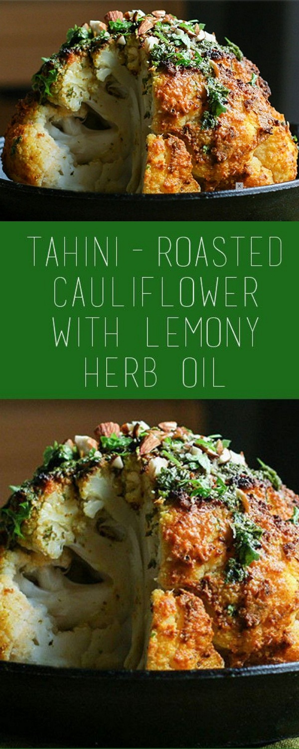 Tahini-Roasted Cauliflower With Lemony Herb Oil Tahini-Roasted Cauliflower With Lemony Herb Oil