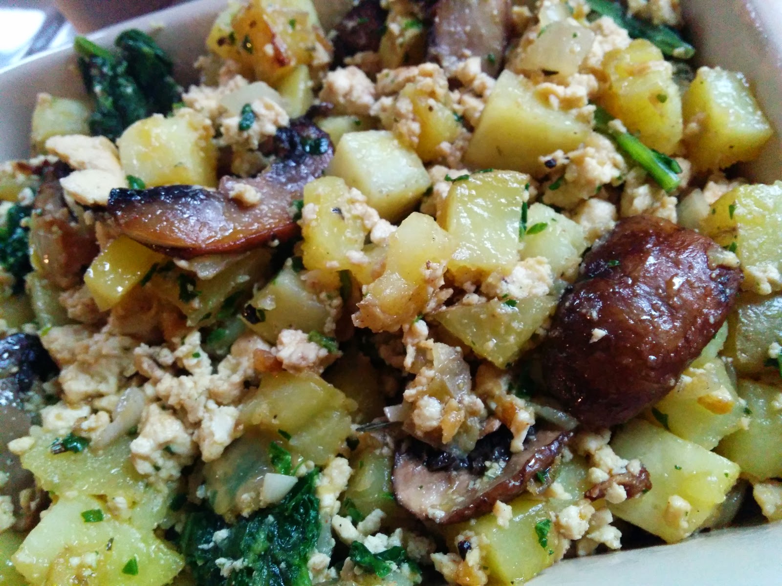 WholeFoodVegan Sprouted Tofu Scramble with Roasted Sweet Potatoes and