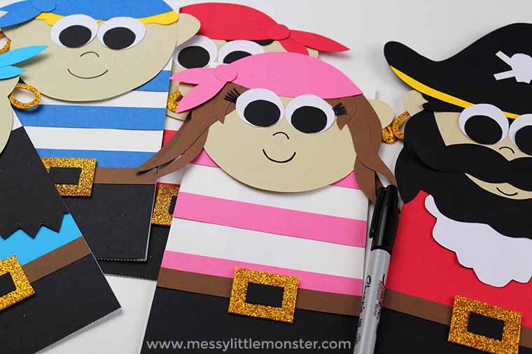 Pirate Paper Bag Puppet - a Fun Pirate Craft for Kids - Messy Little ...