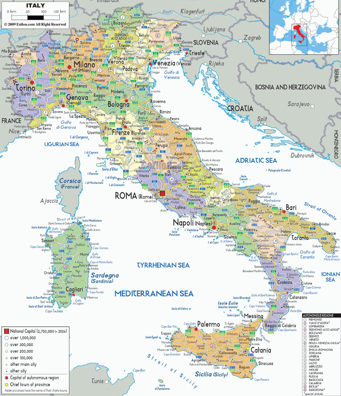 ITALY - GEOGRAPHICAL MAPS OF ITALY